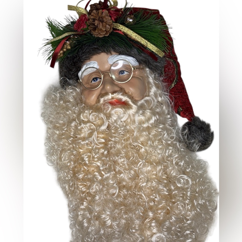 Festive Santa Claus Head with Curly Beard 14”